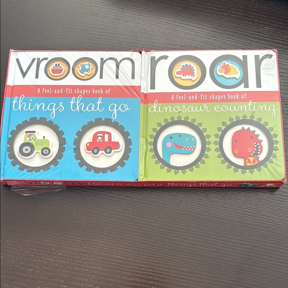 NWT Vroom Things That Go and Roar Dinosaur Counting feel and fit shapes books!